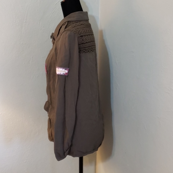 Xhilaration womens jacket green army utility sz M - Picture 4 of 8